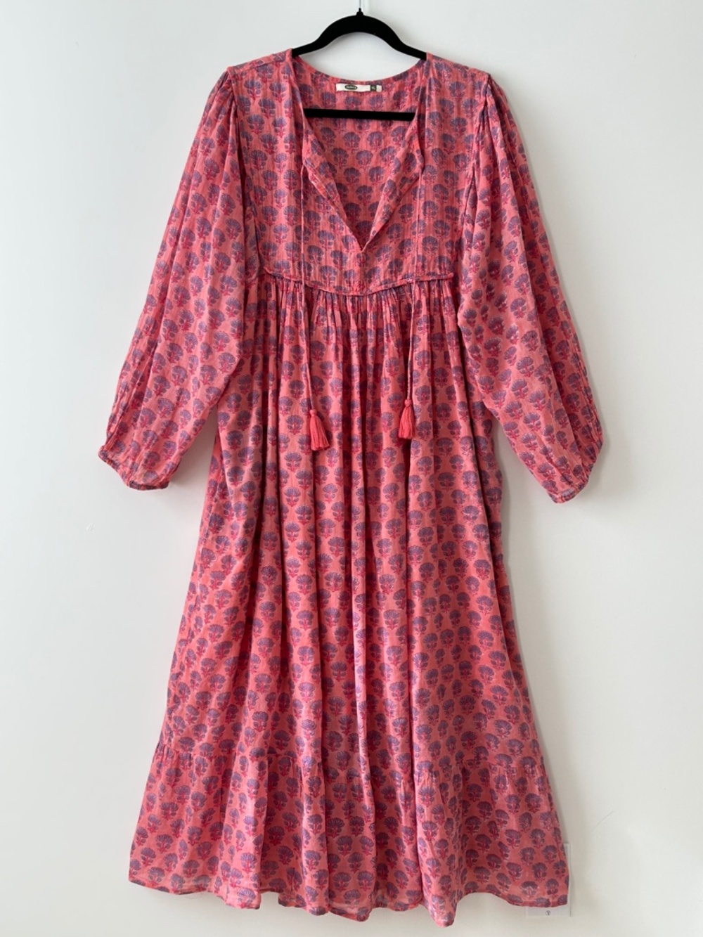 Dolma 100% Cotton Pink & Purple Floral Maxi Dress